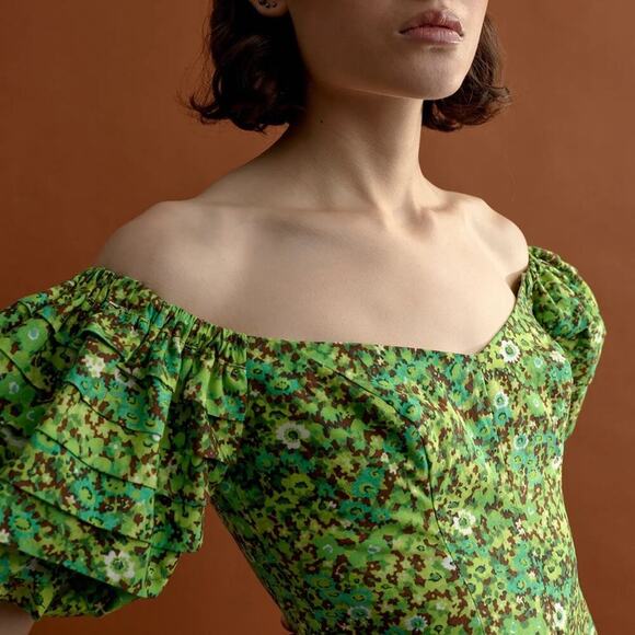 Alemais Phyllis Pleat Mini Dress NWT In Acid Green - Picture 3 of 10